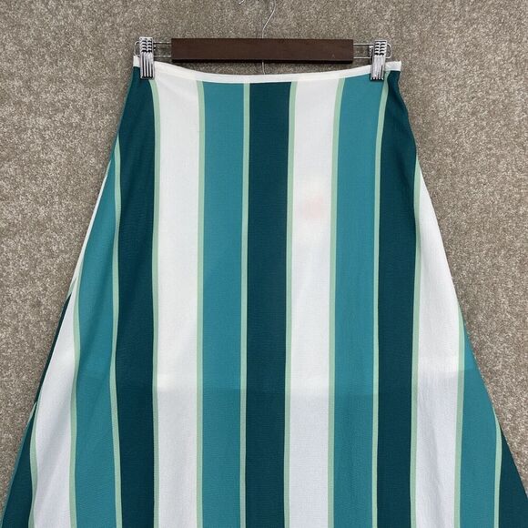 L'atiste By Amy Maxi Skirt NWT Womens Small Green White‎ Stripe A Line Scalloped - Picture 2 of 8